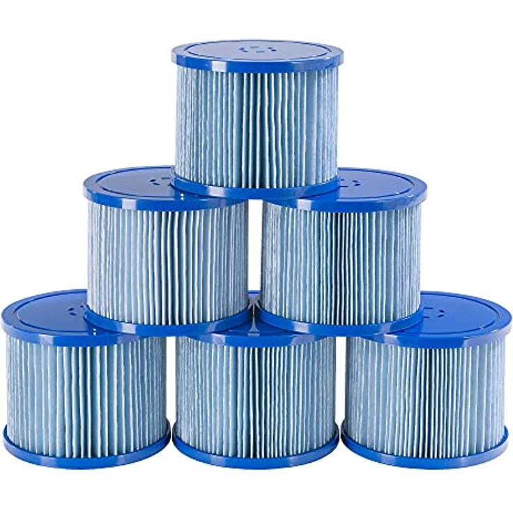 Arebos Poolfilter | 6X Filterkartuschen Spa Whirlpools | Antimikrobieller Filter | Blau – Bild 1