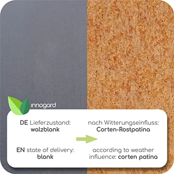 innogard 6005 – Rasenkante Comfort XXL – Beet-Einfassung aus Corten-Stahl, 100x10x8 cm, befahrbar, 3 cm hoch, rostfrei, trittsicher – Bild 4