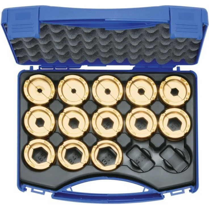 Klauke Steinbohrer Klauke Presseinsatz-Set R22SET, 14-teilig im Kunststoffkoffer, 6-300 mm², Sechskant (hexagonal)