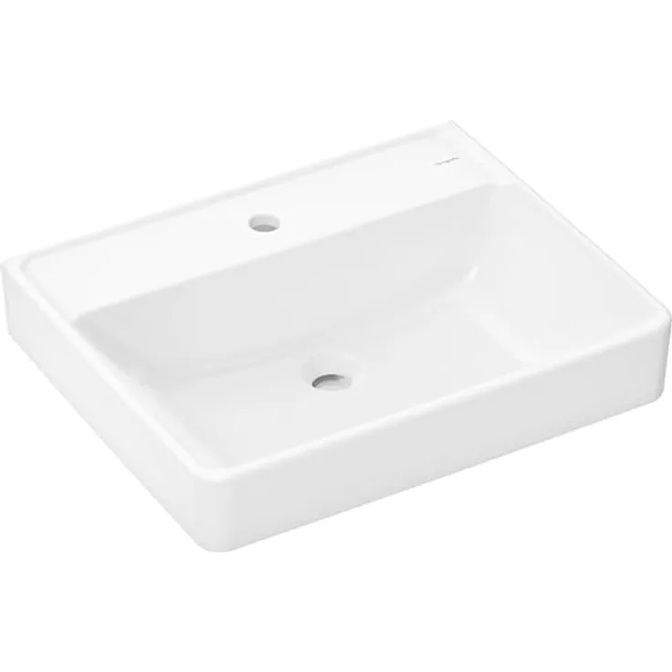 hansgrohe Xanuia Q Waschtisch, Waschbecken mit Hahnloch, ohne Überlauf, 600x480mm, weiss glänzend
