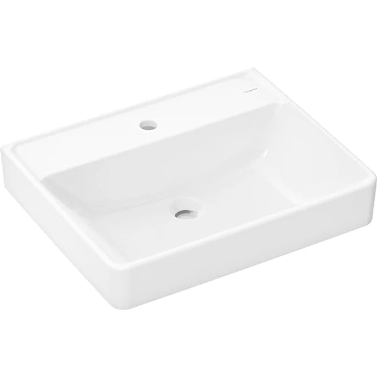 hansgrohe Xanuia Q Waschtisch, Waschbecken mit Hahnloch, ohne Überlauf, 600x480mm, weiss glänzend – Bild 1