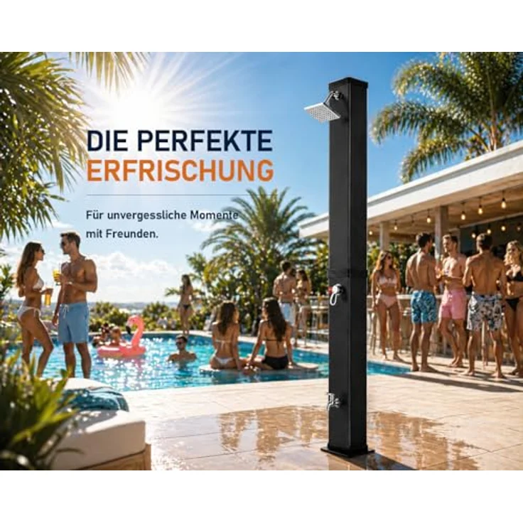 Strattore Solardusche Gartendusche - Ocean in Schwarz, 40 Liter Tankvolumen, max. 60°C heißes Duschwasser, 217,5 cm Höhe – Bild 8