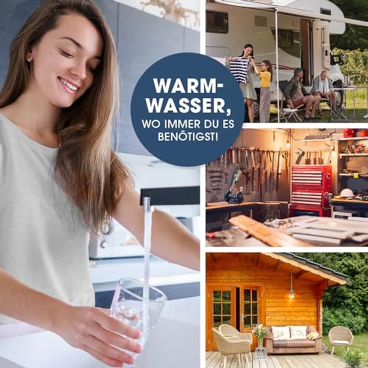 MAXXMEE Durchlauferhitzer 3000–3600 W | Elektrischer Edelstahl-Wasserhahn für sofort heißes Wasser bis 60° | Ideal für Garten, Werkstatt, Camping | IPX4 spritzwassergeschützt – Bild 5
