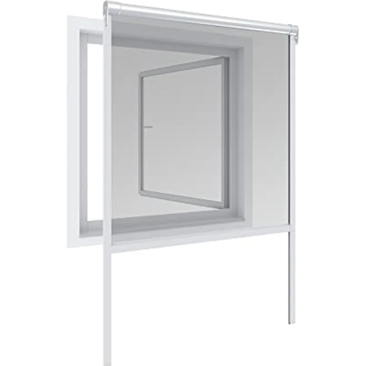Windhager Insektenschutz-Fensterrahmen Rollo Basic, Fliegengitter Rollo, BxH: 100x160 cm, kürzbar, inkl. Befestigungsmaterial, Fiberglasgewebe, dunkel – Bild 1