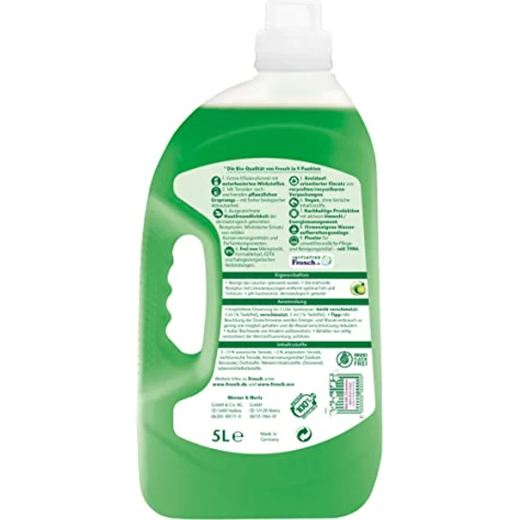 FROSCH Frosch Spülmittel Limone 5 Liter, hochwirksames Geschirrspülmittel mit fettlösenden Limonen-Extrakten, umweltfreundlich und pH-neutral – Bild 2