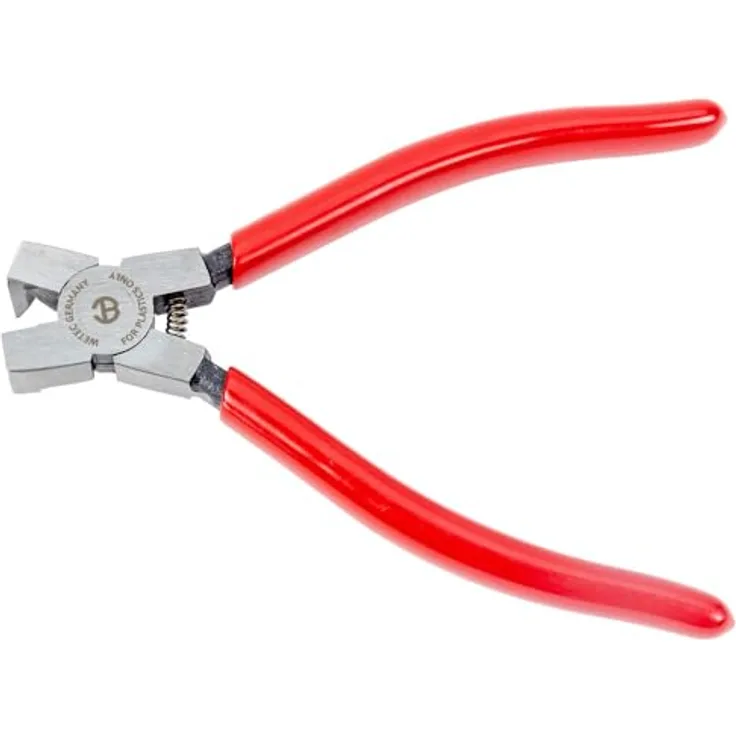 WETEC Kraftseitenschneider für Kunststoff, abgewinkelte Schneide 90°, mit Öffnungsfeder und rutschhemmenden Griffen, 150 mm