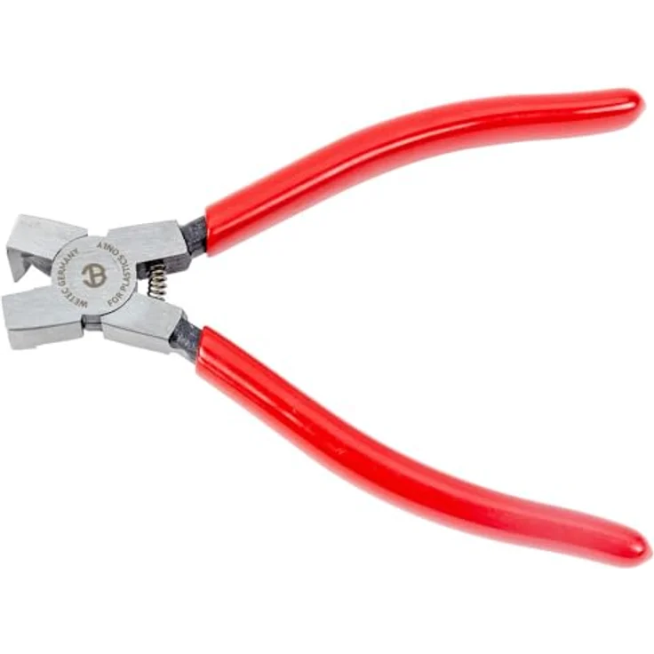 WETEC Kraftseitenschneider für Kunststoff, abgewinkelte Schneide 90°, mit Öffnungsfeder und rutschhemmenden Griffen, 150 mm – Bild 1