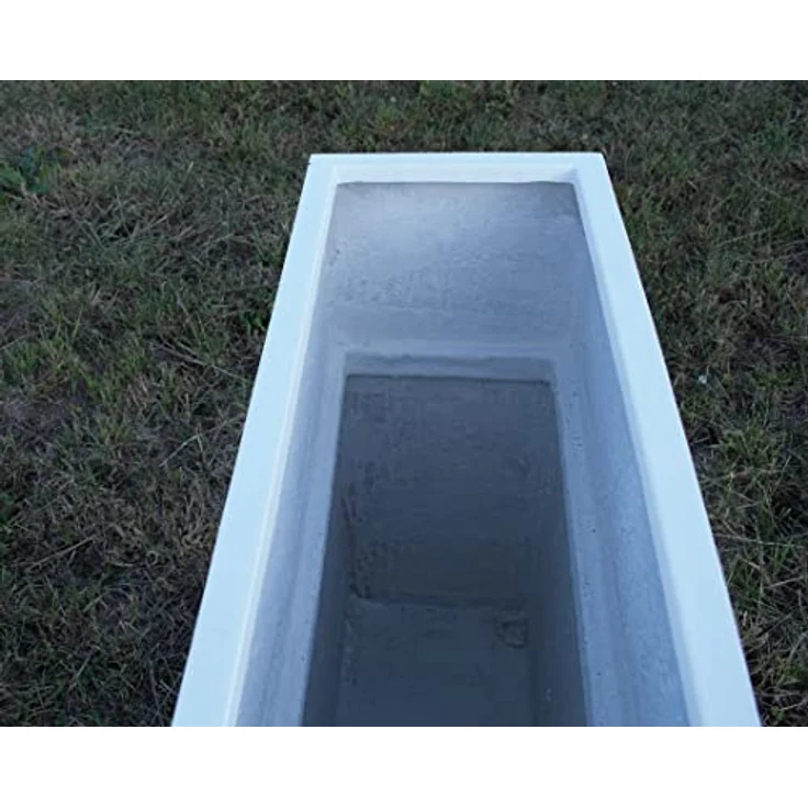 Elegant Einrichten Pflanzkübel Fiberglas Rechteckig 84x30x80cm, UV-beständig und frostgesichert, Perlmutt-Weiß – Bild 3