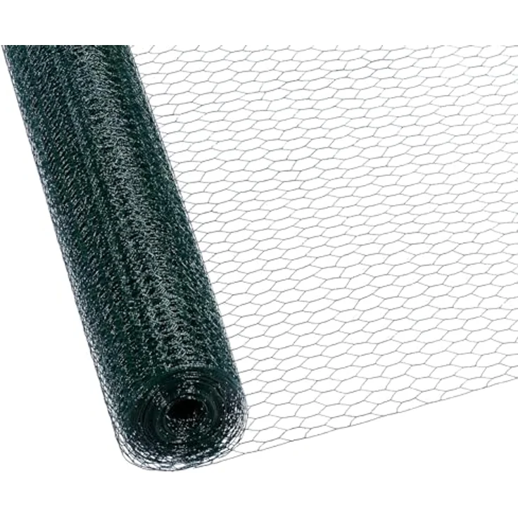 CCLIFE Hühnerzaun Geflügelnetz, PVC-beschichtet, Maschenweite 45 mm, Höhe 100 cm, Länge 15/25/50 m, grün – Bild 1