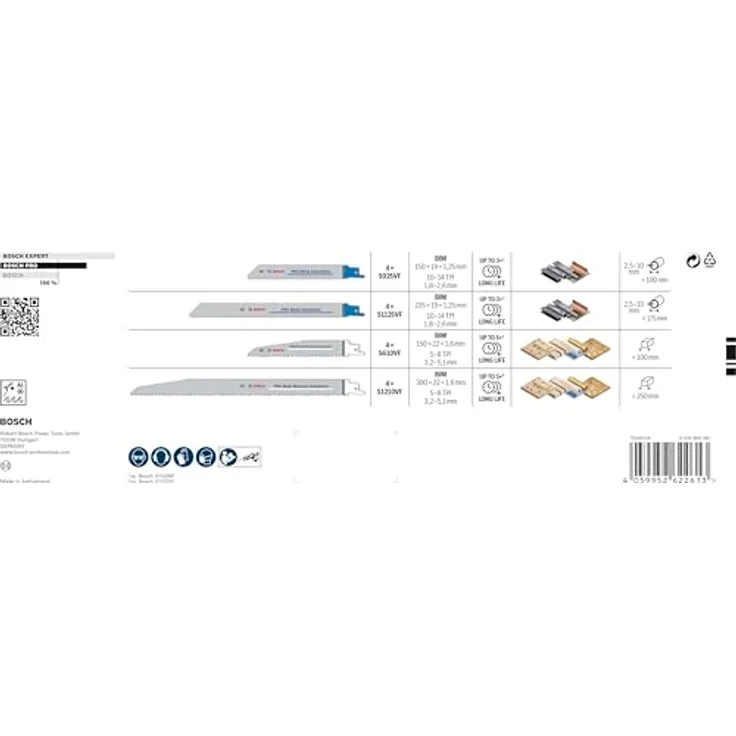 Bosch 16x PRO Tough Box Demolition Säbelsägeblatt-Set, 16-tlg. (für Rohre und Profile aus Metall, Nichteisenmetalle, Länge mm, Professional Zubehör Säbelsäge) – Bild 3