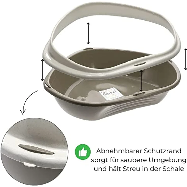 GarPet Katzenklo Ecke klein Eck Katzentoilette mit Rand ohne Deckel offen grau Katzen WC Ecktoilette – Bild 2