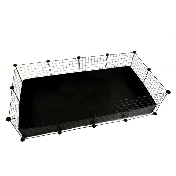 C&C Modular Käfig 4x2, 145 x 75 cm schwarz, artgerechtes Gehege mit modularer Bauweise und Lenkrollen 