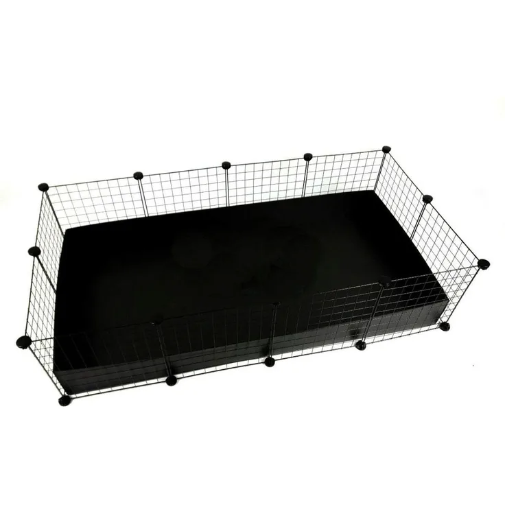 C&C Modular Käfig 4x2, 145 x 75 cm schwarz, artgerechtes Gehege mit modularer Bauweise und Lenkrollen 