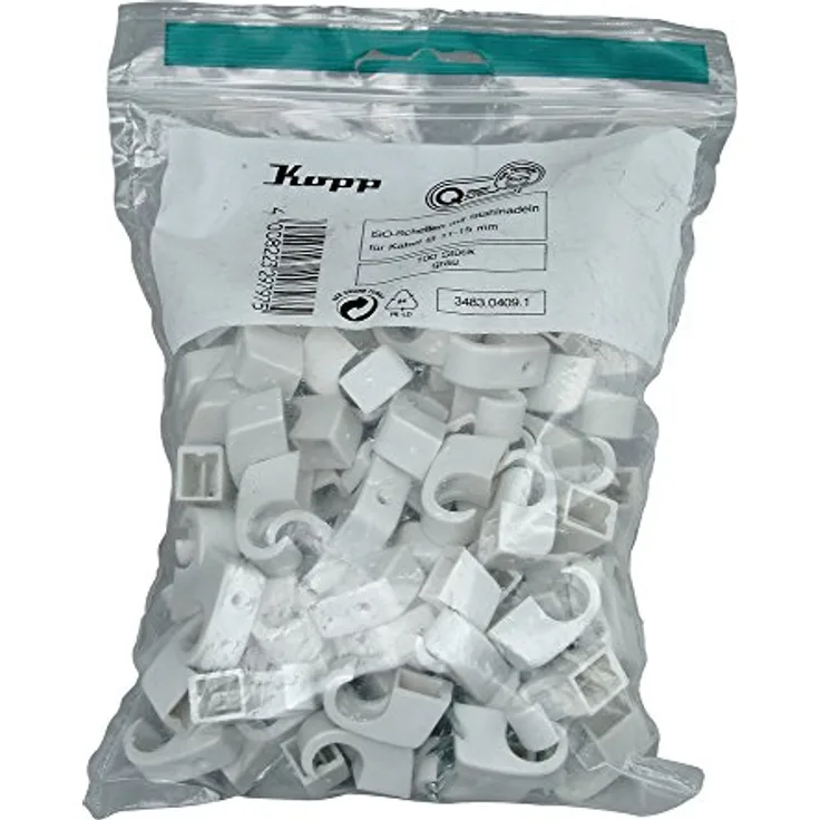 Kopp 348304091 Iso-Schellen 10-14 mm, mit gestifteten Stahlnadeln 30 mm, grau