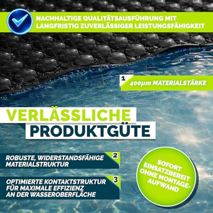 tillvex® Premium Pool Solarabdeckplane 400 µm Rechteckig 700x400 cm | Solarfolie Wärmeplane zuschneidbar | Solarplane Solarabdeckung | Poolheizung Poolsolarplane für Wassererwärmung – Bild 6