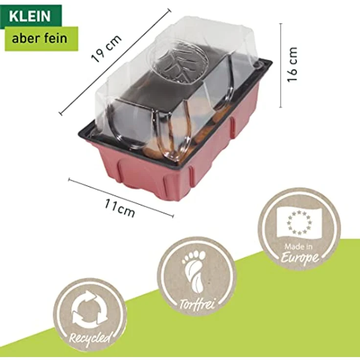 Windhager Zimmer-Gewächshaus Mini inklusiv 8 Quelltabs, terracotta - anthrazit, 11 x 19 x 6 cm, 06842 – Bild 3