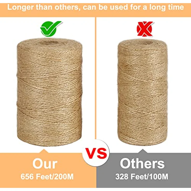 Vivifying 200m Jute-Schnur, Braun, 1mm Durchmesser, ideal für Garten, Basteln und Pflanzenpflege – Bild 3