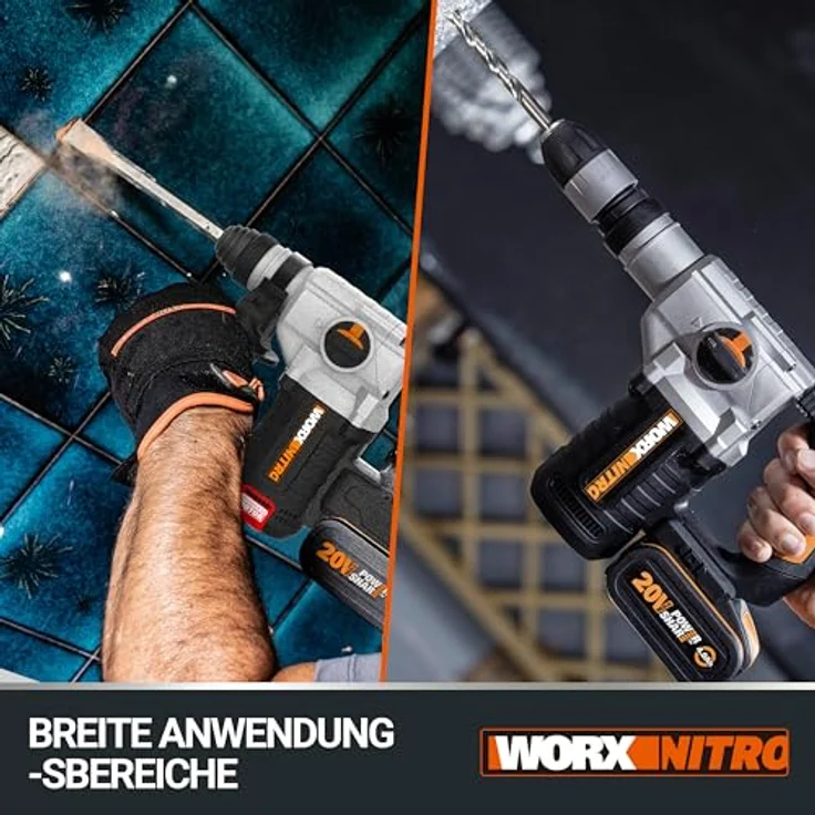 WORX WX380.9 Akku BohrhammerBürstenloses 20V Werkzeug zum Bohren Hammerbohren & MeißelnOhne Akku & L – Bild 10
