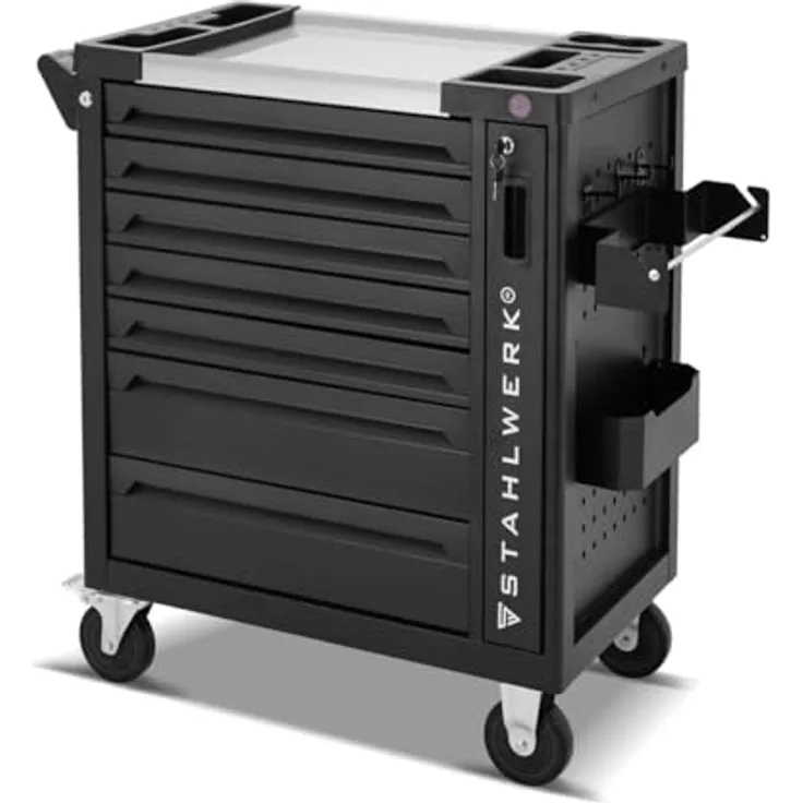 STAHLWERK Werkzeugwagen Werkstattwagen EAGLE, Montagewagen mit 7 Schubladen und Papierrollenhalter, blau