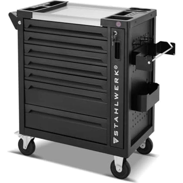 STAHLWERK Werkzeugwagen Werkstattwagen EAGLE, Montagewagen mit 7 Schubladen und Papierrollenhalter, blau – Bild 1