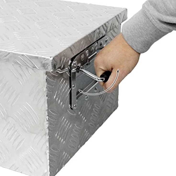 ECD Germany Aluminium Werkzeugbox, abschließbare Transportkiste mit 52 Litern Fassungsvermögen, silber, spritzwassergeschützt – Bild 4