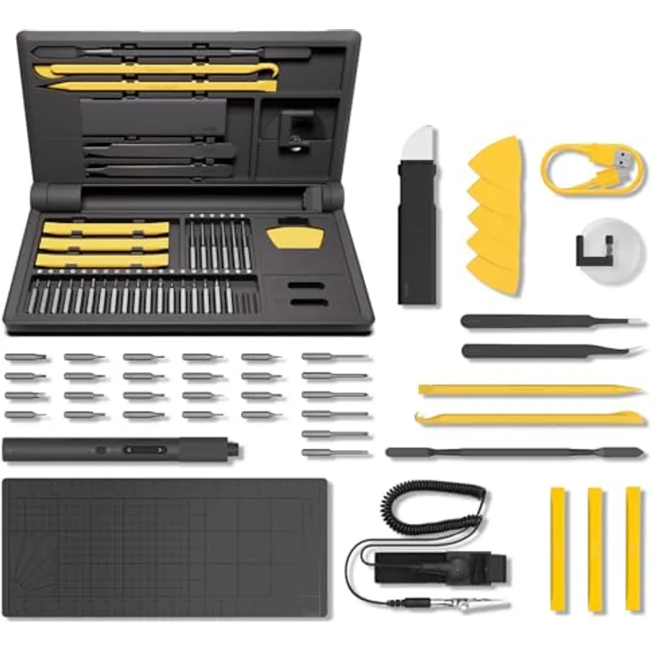 HOTO 48 in 1 Feinmechaniker Werkzeug Set, Mini Elektrischer Schraubendreher Set, Präzisions Schraubenzieher Set - Profi Reparatur Werkzeug für PC Laptop Kamera PS4/5 Switch, Rot