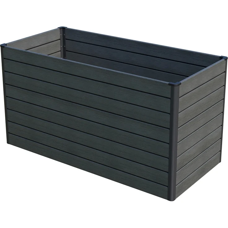 GroJa Hochbeet Solid Rhombus, witterungsbeständig 150 cm x 70 cm x 79 cm, Steingrau