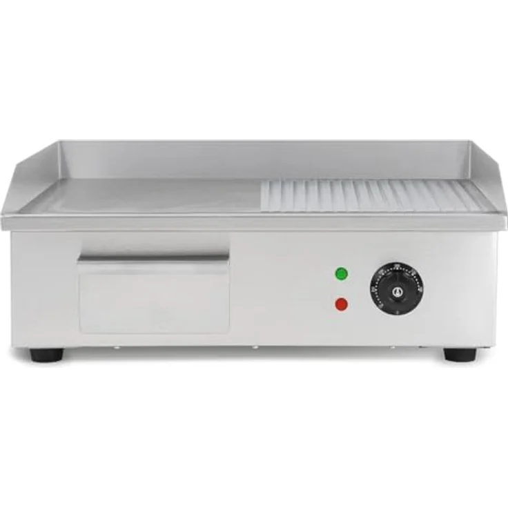 VERTES Elektro Grillplatte FA6-G8-02, 3000 W Plancha Edelstahl, Glatt & Gerillt, 55 x 35 cm, Temperaturbereich 50 bis 300 °C – Bild 3