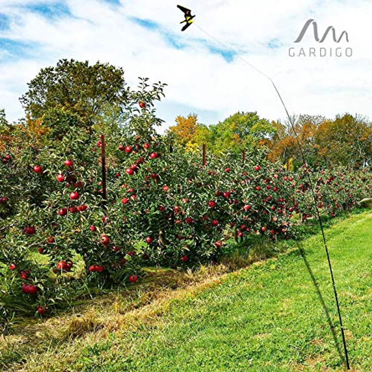 GARDIGO® Vogelscheuche Drachen | 9m Glasfaser Teleskopstange Extra Lang I Vogelabwehr für den Garten | Vogelschreck für Kirschbaum, Rasen, Feld | Vogel Abschreckung Drache Teleskopstab – Bild 2