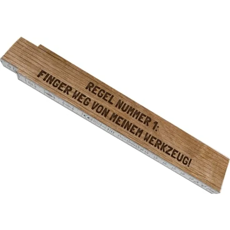 speecheese Meterstab aus Holz für Schreiner, Gliedermaßstab mit Holzmotiv, 10 Gelenke, 24x3,5 cm