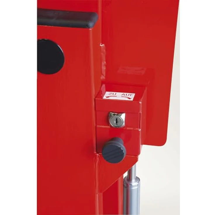 Moravia COMPACT Sperrschranke mit Gasdruckfeder und Pendelstütze, rot pulverbeschichtet, zur Aufdübelung, abschließbar mit Rundzylinder – Bild 3