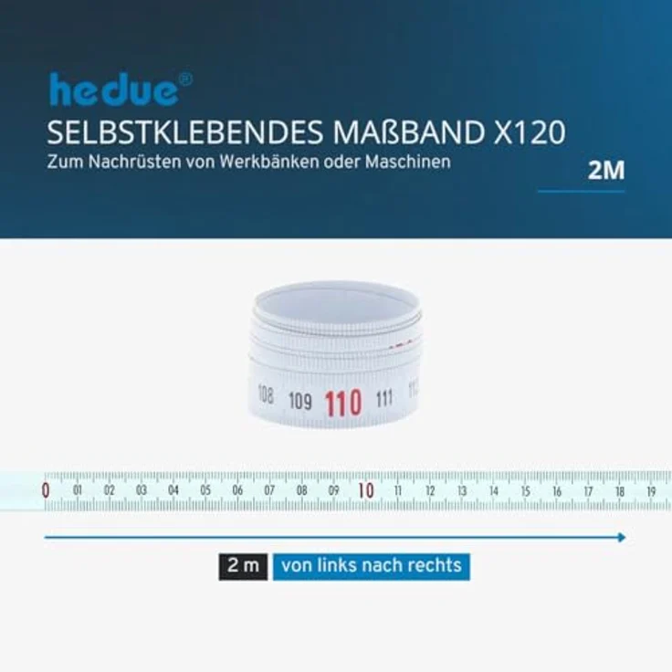 hedue Selbstklebendes Maßband 2 m, von links nach rechts, X120 – Bild 3