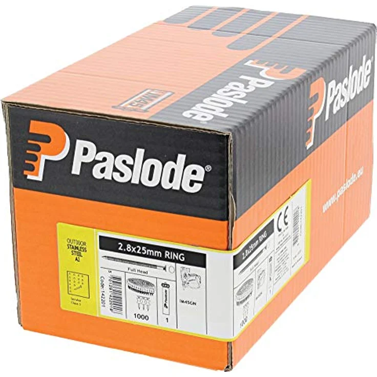 Paslode 142200 Haften-Nagel auf Rolle, inkl. Gas IM45, 2,8x25mm, Ring Therm.Vz Fh, 1000 Stück – Bild 3
