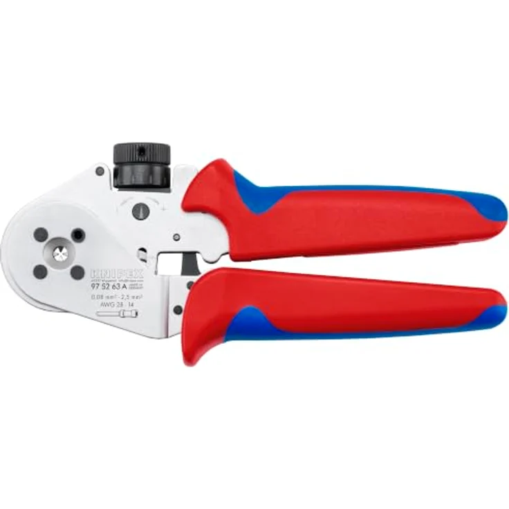 KNIPEX Vierdorncrimpzange für gedrehte Kontakte, präzise Crimpdornverstellung mit Stellrad, hohe Crimpqualität gemäß IEC 60352 – Bild 1