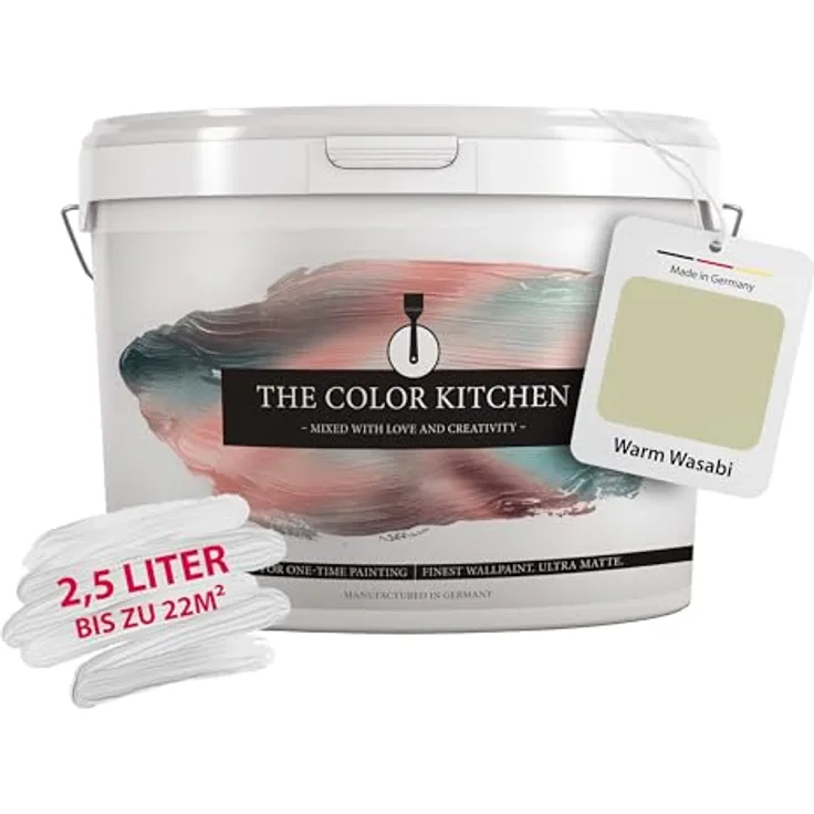A.S. Création The Color Kitchen Wand- und Deckenfarbe "Warm Wasabi", matte Innenfarbe, 2,5 l, hohe Deckkraft, wasserbasiert, leicht verarbeitbar