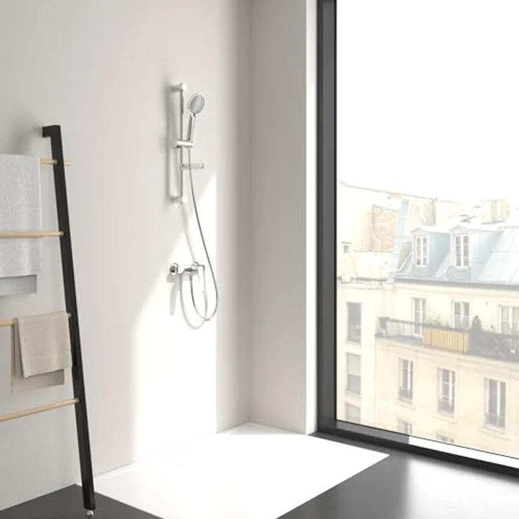 Villeroy & Boch Oasis Duscharmatur, Einhebel-Duscharmatur mit Rückflussschutz und Keramikkartusche, wassersparend mit AirPlus, Chrom – Bild 4