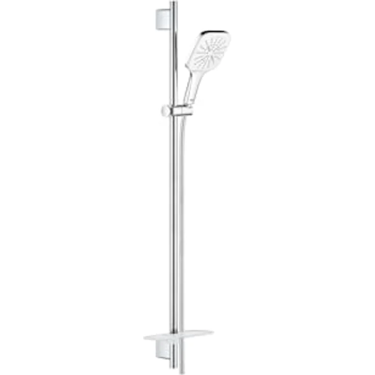 Grohe Rainshower SmartActive 130 Cube Brausestangenset, Duschbrause mit 3 Strahlarten, 12 l/min, weiß – Bild 1