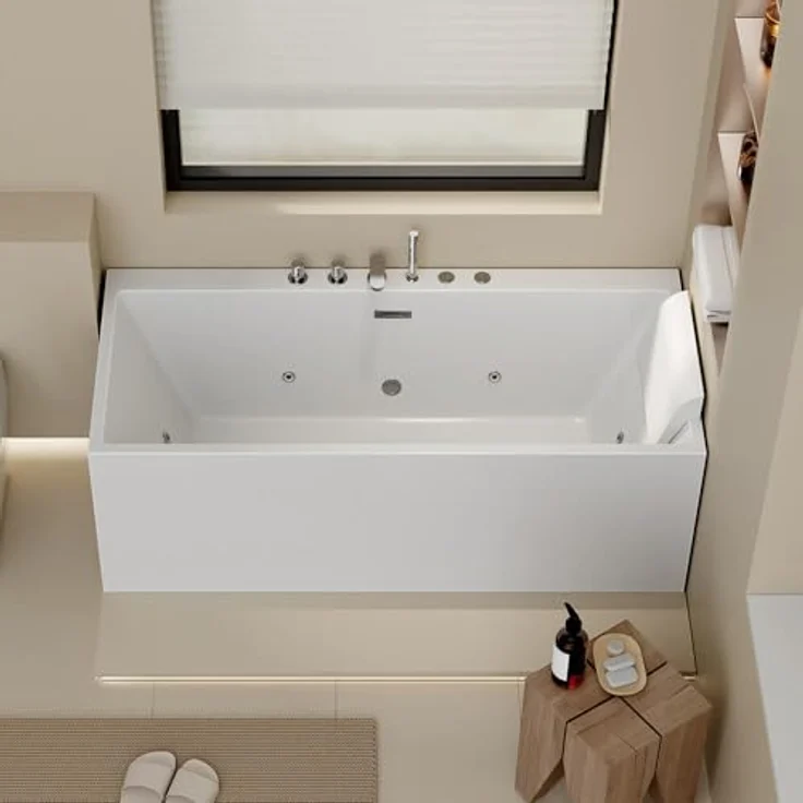 HOME DELUXE Whirlpool-Badewanne AMBER - Vormontierte Armaturen, Acryl-Badewanne, Spa, Whirlpool - Weiß – Bild 4