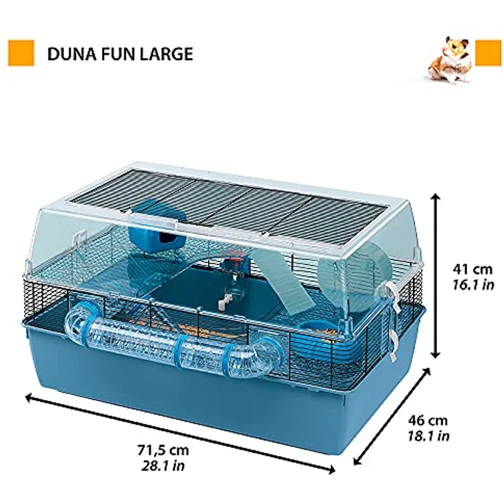 Ferplast Duna Fun Large Hamsterkäfig, Kleintierkäfig mit Röhren und stabiler Gitterverdrahtung, 72 x 46 x h 41 cm – Bild 2