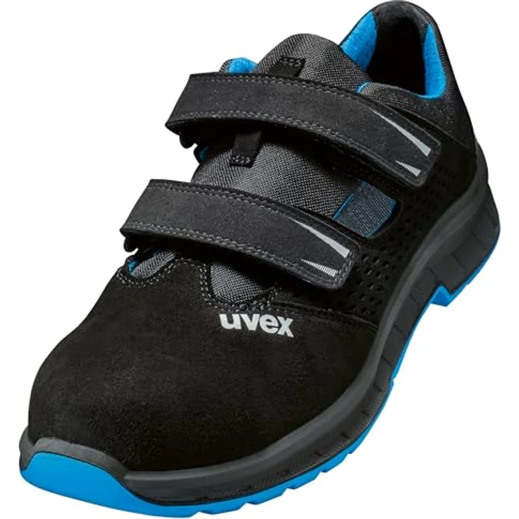 Uvex uvex 2 trend Sandale S1P Arbeitsschuh, sportlich mit Stahlkappe und Stahlzwischensohle, schwarz, blau – Bild 2