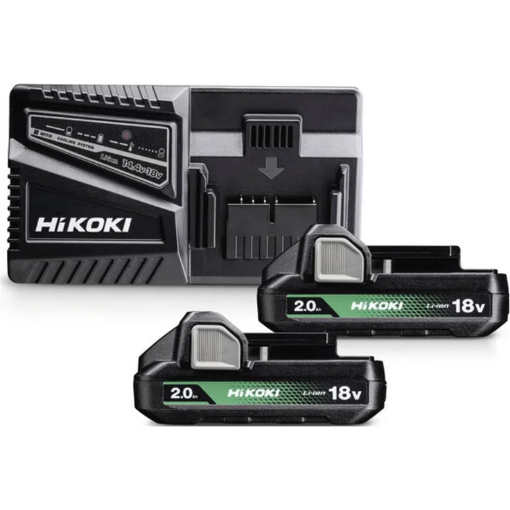 HiKOKI UC18YFSL UC18YFSLWFZ, Werkzeug-Akku und Ladegerät mit LED-Anzeige, 18 V 5 Ah, Schnellladung in 50 Minuten, kühlender Luftstrom