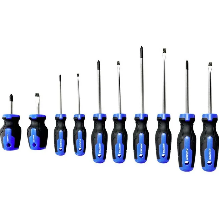 Kunzer Schraubendreher Satz, 10-teilig mit ergonomischen Griffen, 5x PH und 5x Schlitz