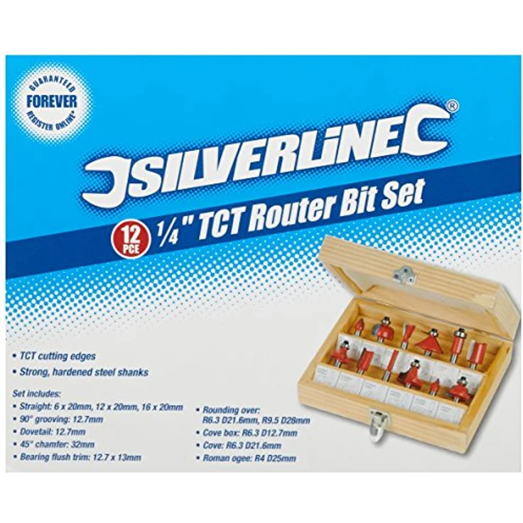 OTTO Fräser-Set Hartmetall 1/4 Zoll, 12-teilig mit präzisen Nut-, V-Nuten-, Zinken- und Fasenfräsern – Bild 2