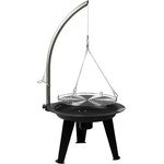 Primaster TrendLine Schwenkgrill Twister XL 54 cm Holzkohlegrill Standgrill Dreibein Grill, emaillierte Feuerschüssel