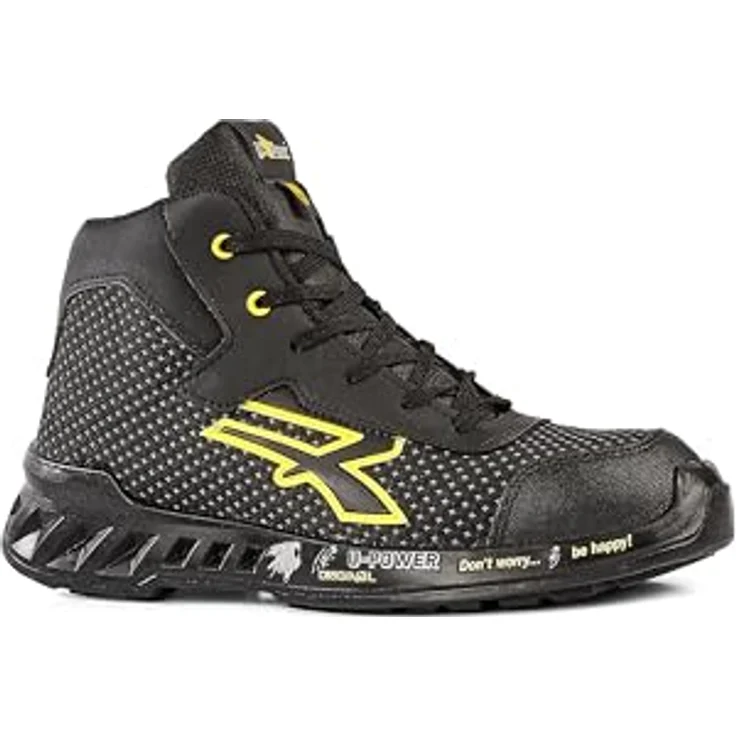 Upower Joe Sicherheitsschuhe, hohe Schuhe in Schwarz/Gelb, S3 SRC CI ESD, ultra-leicht, atmungsaktiv mit Aluminiumkappe, Größe 42 – Bild 2
