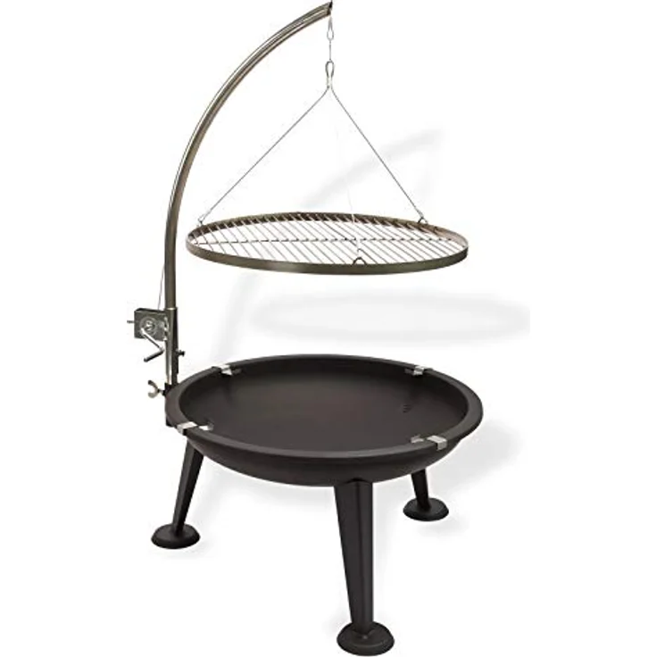 Edelstahl Schwenkgrill Holzkohlegrill 3-beinig 55 cm Grillrost Feuerschale – Bild 3