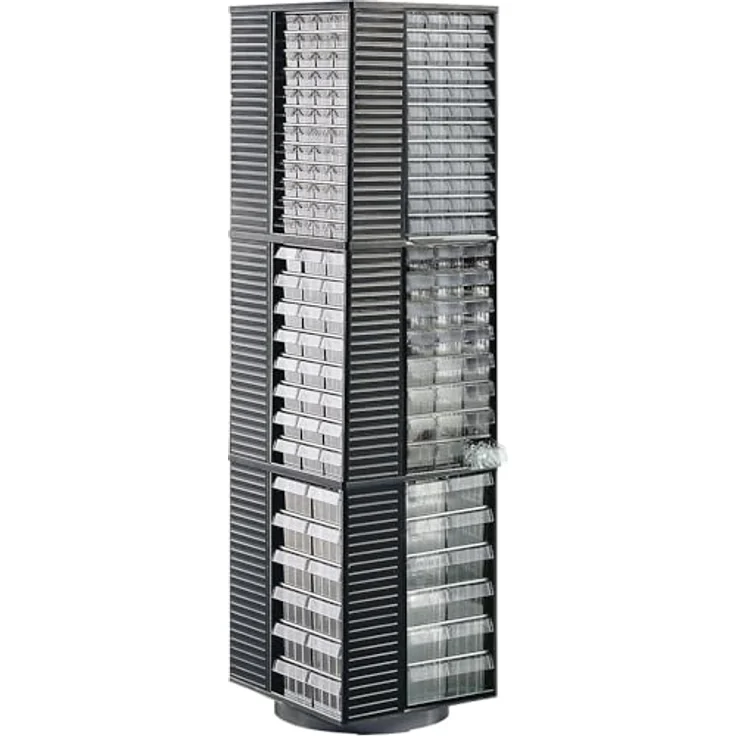 Treston Kleinteilemagazin 554-3, Polypropylen-Rahmen mit transparenten Polystyrol-Schubladen, BxTxH 310x180x550 mm – Bild 5