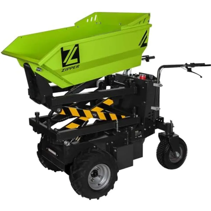 Zipper Elektro-Rad-Dumper ZI-ED600HKS, Scherenhubfunktion, hydraulische Kippmulde, 500 kg Nutzlast, emissionsfreier Elektroantrieb