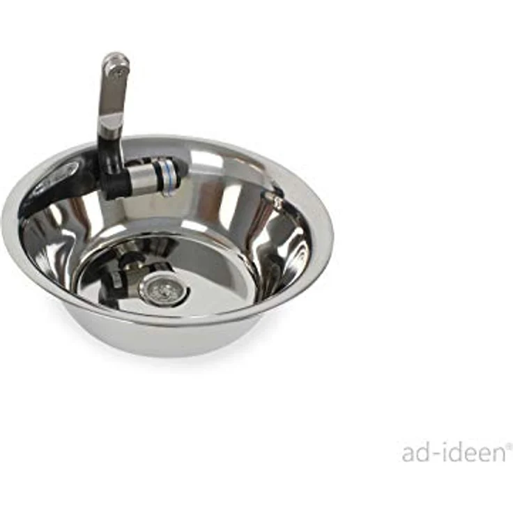 ad-ideen Waschbecken Bausatz 230V Camping Spüle mit Edelstahl Waschbecken, 28 cm und integriertem Wasserhahn – Bild 2