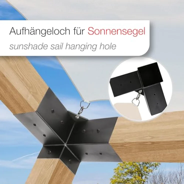 SO-TECH® Pfostenbeschlag Holzverbinder Eckverbinder, 90 x 90 mm, stark korrosionsgeschützt, schwarz pulverbeschichtet, inkl. 18 selbstschneidender Schrauben – Bild 4